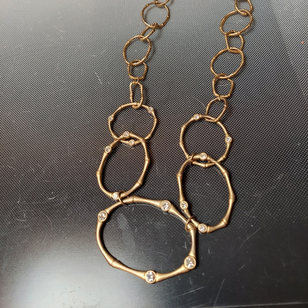 EMILY IN PARIS CAPRI  GOLDEN RINGS NECKLACE RHINESTONES ADJUSTABLE 16IN TO 19 IN